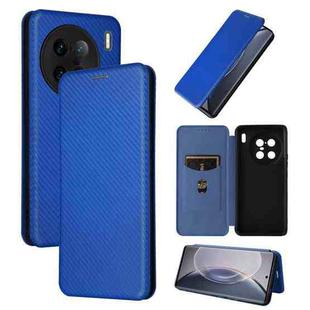 For vivo X90 Pro+ 5G Carbon Fiber Texture Flip Leather Phone Case(Blue)