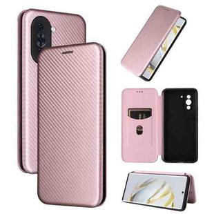 For Huawei nova 10 Carbon Fiber Texture Flip Leather Phone Case(Pink)