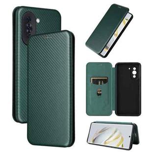 For Huawei nova 10 Carbon Fiber Texture Flip Leather Phone Case(Green)