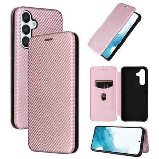 For Samsung Galaxy A54 5G Carbon Fiber Texture Flip Leather Phone Case(Pink)