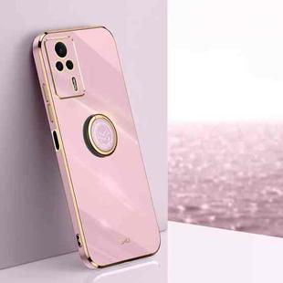 For Xiaomi Redmi K60E XINLI Straight Edge 6D Electroplate TPU Phone Case with Ring Holder(Cherry Purple)