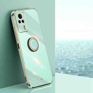 For Xiaomi Redmi K60E XINLI Straight Edge 6D Electroplate TPU Phone Case with Ring Holder(Mint Green)