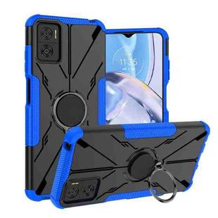 For Motorola Moto E22 Armor Bear Shockproof PC + TPU Phone Case with Ring(Blue)