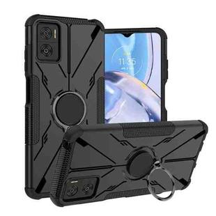 For Motorola Moto E22 Armor Bear Shockproof PC + TPU Phone Case with Ring(Black)