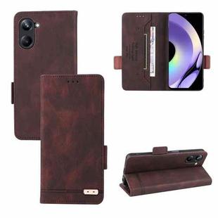 For Realme 10 Pro Magnetic Clasp Leather Phone Case(Brown)