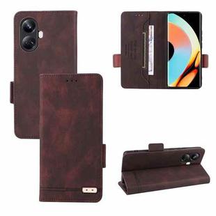 For Realme 10 Pro+ Magnetic Clasp Leather Phone Case(Brown)