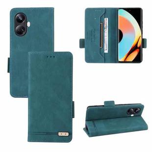 For Realme 10 Pro+ Magnetic Clasp Leather Phone Case(Green)