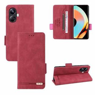 For Realme 10 Pro+ Magnetic Clasp Leather Phone Case(Red)