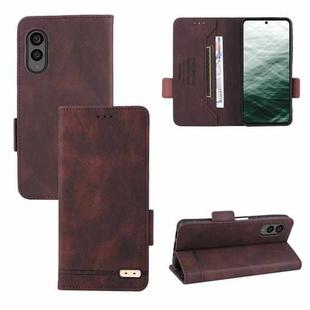 For Fujitsu Arrows N F-51C Magnetic Clasp Leather Phone Case(Brown)