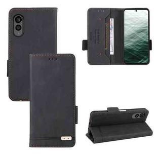 For Fujitsu Arrows N F-51C Magnetic Clasp Leather Phone Case(Black)