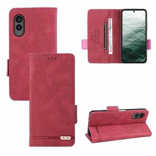 For Fujitsu Arrows N F-51C Magnetic Clasp Leather Phone Case(Red)