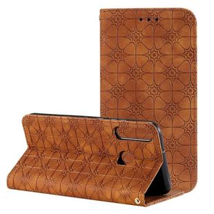 For Huawei P40 lite E / Y7p 2020 Lucky Flowers Embossing Pattern Magnetic Horizontal Flip Leather Case with Holder & Card Slots(Brown)