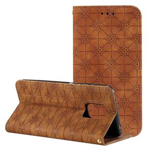 For Xiaomi Redmi Note 9 Pro Lucky Flowers Embossing Pattern Magnetic Horizontal Flip Leather Case with Holder & Card Slots(Brown)