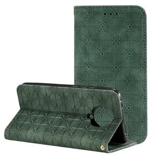 For Xiaomi Redmi K30 Pro Lucky Flowers Embossing Pattern Magnetic Horizontal Flip Leather Case with Holder & Card Slots(Dark Green)