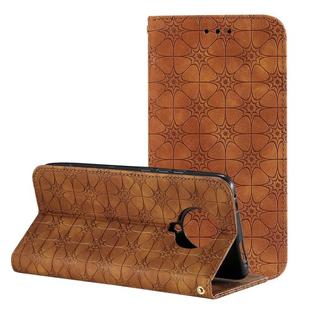 For Xiaomi Redmi K30 Pro Lucky Flowers Embossing Pattern Magnetic Horizontal Flip Leather Case with Holder & Card Slots(Brown)