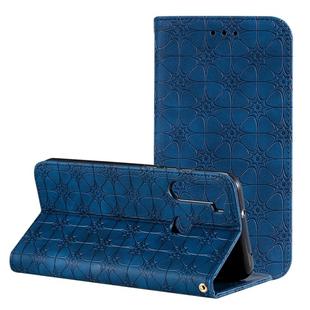 For Xiaomi Redmi Note 8T Lucky Flowers Embossing Pattern Magnetic Horizontal Flip Leather Case with Holder & Card Slots(Dark Blue)