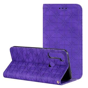 For Xiaomi Redmi Note 8T Lucky Flowers Embossing Pattern Magnetic Horizontal Flip Leather Case with Holder & Card Slots(Purple)