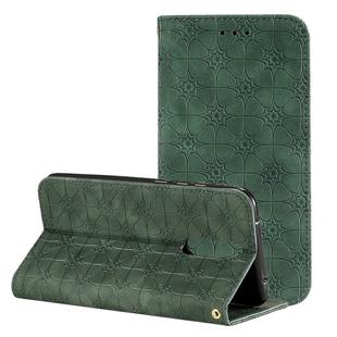 For Xiaomi Redmi 8A Lucky Flowers Embossing Pattern Magnetic Horizontal Flip Leather Case with Holder & Card Slots(Dark Green)