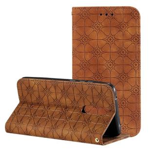 For Xiaomi Redmi 8A Lucky Flowers Embossing Pattern Magnetic Horizontal Flip Leather Case with Holder & Card Slots(Brown)