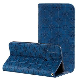 For Huawei Honor 10 Lite Lucky Flowers Embossing Pattern Magnetic Horizontal Flip Leather Case with Holder & Card Slots(Dark Blue)