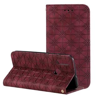 For Huawei Honor 10 Lite Lucky Flowers Embossing Pattern Magnetic Horizontal Flip Leather Case with Holder & Card Slots(Wine Red)