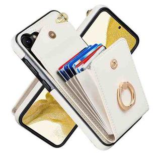 For Samsung Galaxy S23+ 5G Ring Holder RFID Card Slot Phone Case(Beige)
