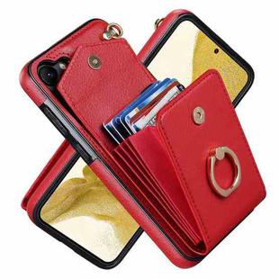 For Samsung Galaxy S23+ 5G Ring Holder RFID Card Slot Phone Case(Red)