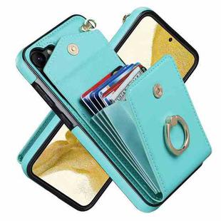 For Samsung Galaxy S23+ 5G Ring Holder RFID Card Slot Phone Case(Mint Green)