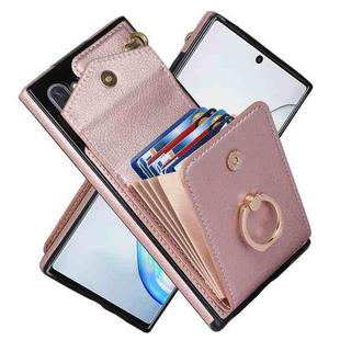 For Samsung Galaxy Note10 Ring Holder RFID Card Slot Phone Case(Rose Gold)