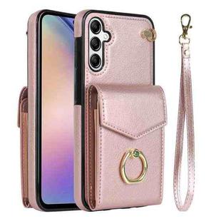 For Samsung Galaxy A54 5G Ring Holder RFID Card Slot Phone Case(Rose Gold)