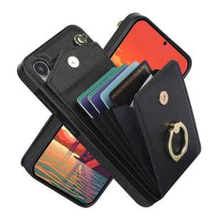 For Samsung Galaxy S24 5G Ring Holder RFID Card Slot Phone Case(Black)