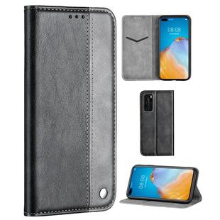 For Huawei P40 Business Solid Color Stitching Multifunctional Horizontal Flip Leather Case with Bracket & Card Slots(Grey)