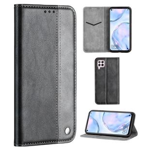 For Huawei P40 Lite Business Solid Color Stitching Multifunctional Horizontal Flip Leather Case with Bracket & Card Slots(Grey)