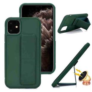 For iPhone 12 Skin Feel Wrist Holder Phone Case(Pine Needle Green)