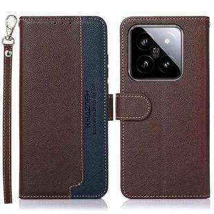 For Xiaomi 14 Pro KHAZNEH Litchi Texture Leather RFID Phone Case(Brown)