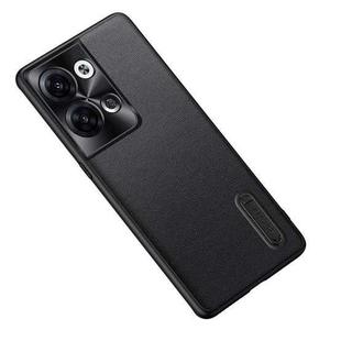 For OPPO Reno9 Pro Folding Holder Plain Leather Phone Case(Black)