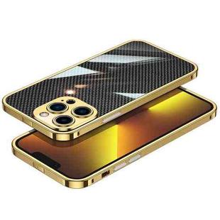 For iPhone 14 Pro Max Carbon Brazed Stainless Steel Ultra Thin Protective Phone Case(Gold)