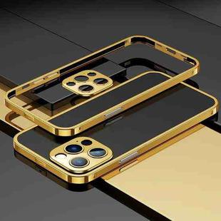 For iPhone 14 Pro Electroplated Glossy Stainless Steel Phone Case(Gold)