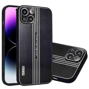 For iPhone 14 Pro Max Metal Brushed Texture Phone Case(Black)