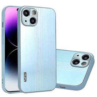 For iPhone 14 Metal Brushed Texture Phone Case(Sky Blue)