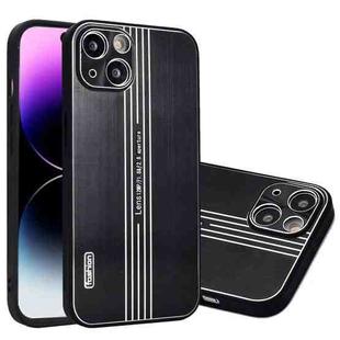 For iPhone 14 Plus Metal Brushed Texture Phone Case(Black)