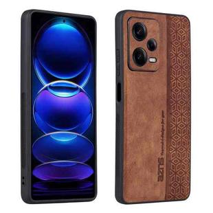 For Xiaomi Redmi Note 12 Pro 5G AZNS 3D Embossed Skin Feel Phone Case(Brown)
