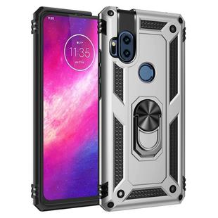 For Motorola One Hyper Shockproof TPU + PC Protective Case with 360 Degree Rotating Holder(Silver)