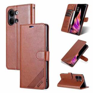 For OPPO Reno9 / Reno9 Pro AZNS Sheepskin Texture Flip Leather Phone Case(Brown)