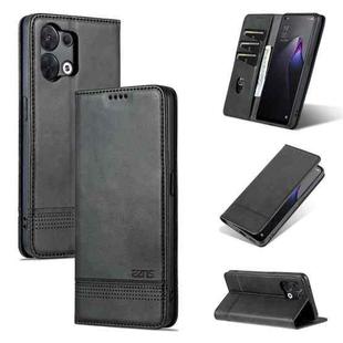 For OPPO Reno9 / Reno9 Pro AZNS Magnetic Calf Texture Flip Leather Phone Case(Black)