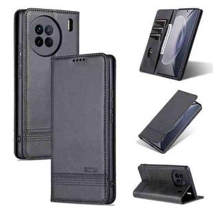 For vivo X90 Pro AZNS Magnetic Calf Texture Flip Leather Phone Case(Black)