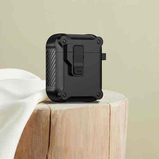 For AirPods 1 / 2 Eagle Shockproof Earphone Protective Case with Switch(Black)