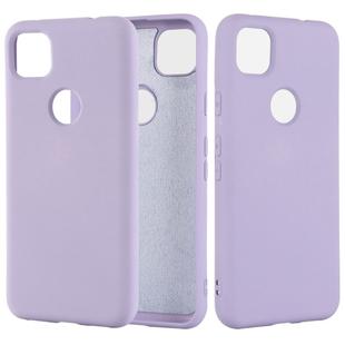 For Google Pixel 4a Pure Color Liquid Silicone Shockproof Full Coverage Case(Purple)