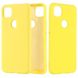 For Google Pixel 4a Pure Color Liquid Silicone Shockproof Full Coverage Case(Yellow)