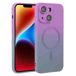 For iPhone 14 Plus Liquid TPU Silicone Gradient MagSafe Phone Case(Purple)